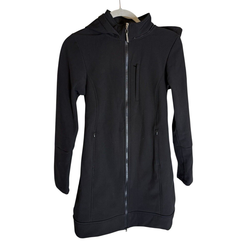Noel Asmar Equestrian All Weather Rider Coat Mid Length Black Full Zip Size XXS